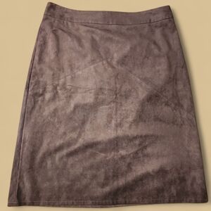 CHICO'S | Neutral Rich Chocolate Brown Faux Suede Pencil‎ Skirt With Zipper | 14